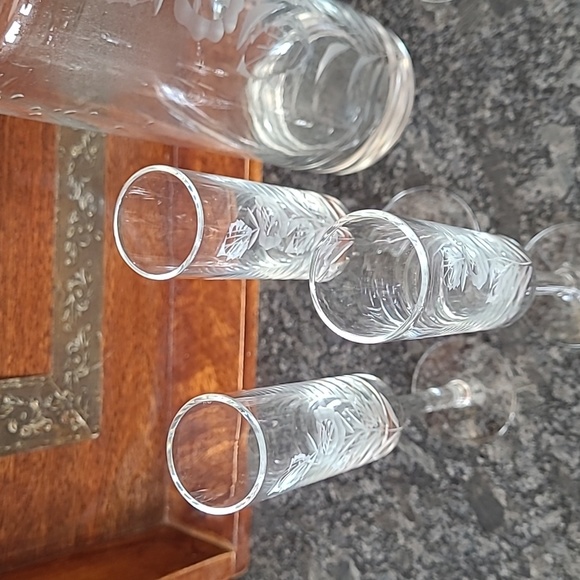 Vintage Javit Handcut Crystal Cordial Decanter with 6 Glasses - Picture 3 of 16